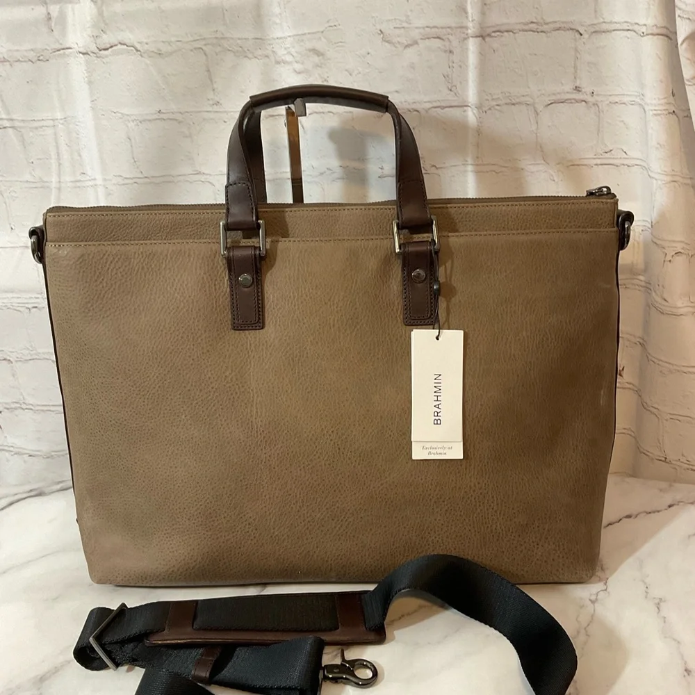 NWT Brahmin Beckett Taupe Smithfield Genuine Leather